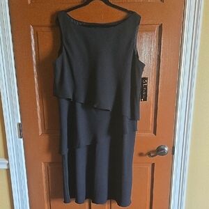 S.L. Fashions-Blk tiered georgette sleeveless dress Suze 22W NWT.